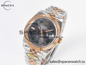 DateJust 41 126331 ARF 1:1 Best Edition 904L Steel Gray Dial Green Roman Marker on SS/RG Jubilee Bracelet SH3235(Gain Weight) - Image 4