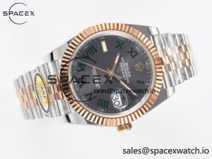 DateJust 41 126331 ARF 1:1 Best Edition 904L Steel Gray Dial Green Roman Marker on SS/RG Jubilee Bracelet SH3235(Gain Weight) - Image 8