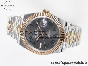 DateJust 41 126331 ARF 1:1 Best Edition 904L Steel Gray Dial Green Roman Marker on SS/RG Jubilee Bracelet SH3235(Gain Weight) - Image 7