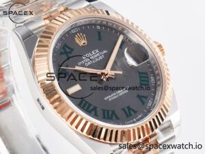 DateJust 41 126331 ARF 1:1 Best Edition 904L Steel Gray Dial Green Roman Marker on SS/RG Jubilee Bracelet SH3235(Gain Weight) - Image 3
