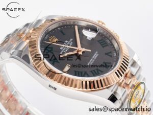 DateJust 41 126331 ARF 1:1 Best Edition 904L Steel Gray Dial Green Roman Marker on SS/RG Jubilee Bracelet SH3235(Gain Weight) - Image 6