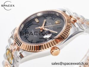 DateJust 41 126331 ARF 1:1 Best Edition 904L Steel Gray Dial Green Roman Marker on SS/RG Jubilee Bracelet SH3235(Gain Weight) - Image 5