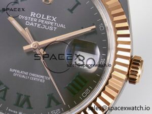 DateJust 41 126331 ARF 1:1 Best Edition 904L Steel Gray Dial Green Roman Marker on SS/RG Jubilee Bracelet SH3235(Gain Weight) - Image 10