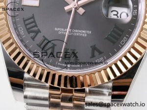 DateJust 41 126331 ARF 1:1 Best Edition 904L Steel Gray Dial Green Roman Marker on SS/RG Jubilee Bracelet SH3235(Gain Weight) - Image 12
