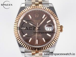 DateJust 41 126331 ARF 1:1 Best Edition 904L Steel Brown Dial on SS/RG Jubilee Bracelet SH3235(Gain Weight) - Image 2