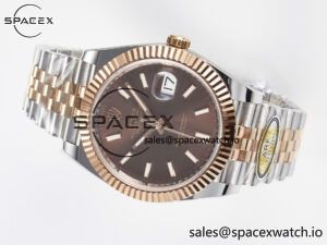 DateJust 41 126331 ARF 1:1 Best Edition 904L Steel Brown Dial on SS/RG Jubilee Bracelet SH3235(Gain Weight) - Image 7