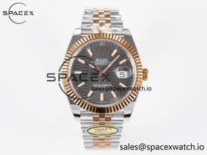 DateJust 41 126331 ARF 1:1 Best Edition 904L Steel Gray Textured Dial on SS/RG Jubilee Bracelet SH3235(Gain Weight)