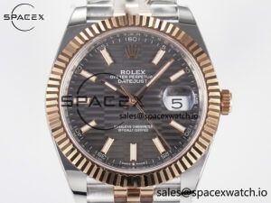 DateJust 41 126331 ARF 1:1 Best Edition 904L Steel Gray Textured Dial on SS/RG Jubilee Bracelet SH3235(Gain Weight) - Image 2