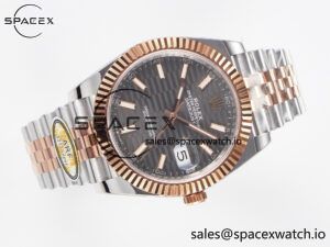DateJust 41 126331 ARF 1:1 Best Edition 904L Steel Gray Textured Dial on SS/RG Jubilee Bracelet SH3235(Gain Weight) - Image 8