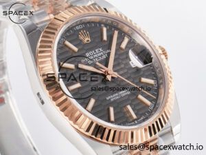 DateJust 41 126331 ARF 1:1 Best Edition 904L Steel Gray Textured Dial on SS/RG Jubilee Bracelet SH3235(Gain Weight) - Image 3