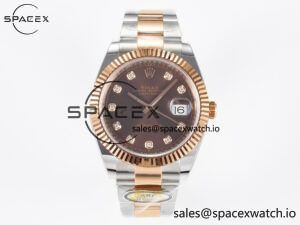 DateJust 41 126331 ARF 1:1 Best Edition 904L Steel Brown Diamonds Dial on SS/RG Oyster Bracelet SH3235(Gain Weight)