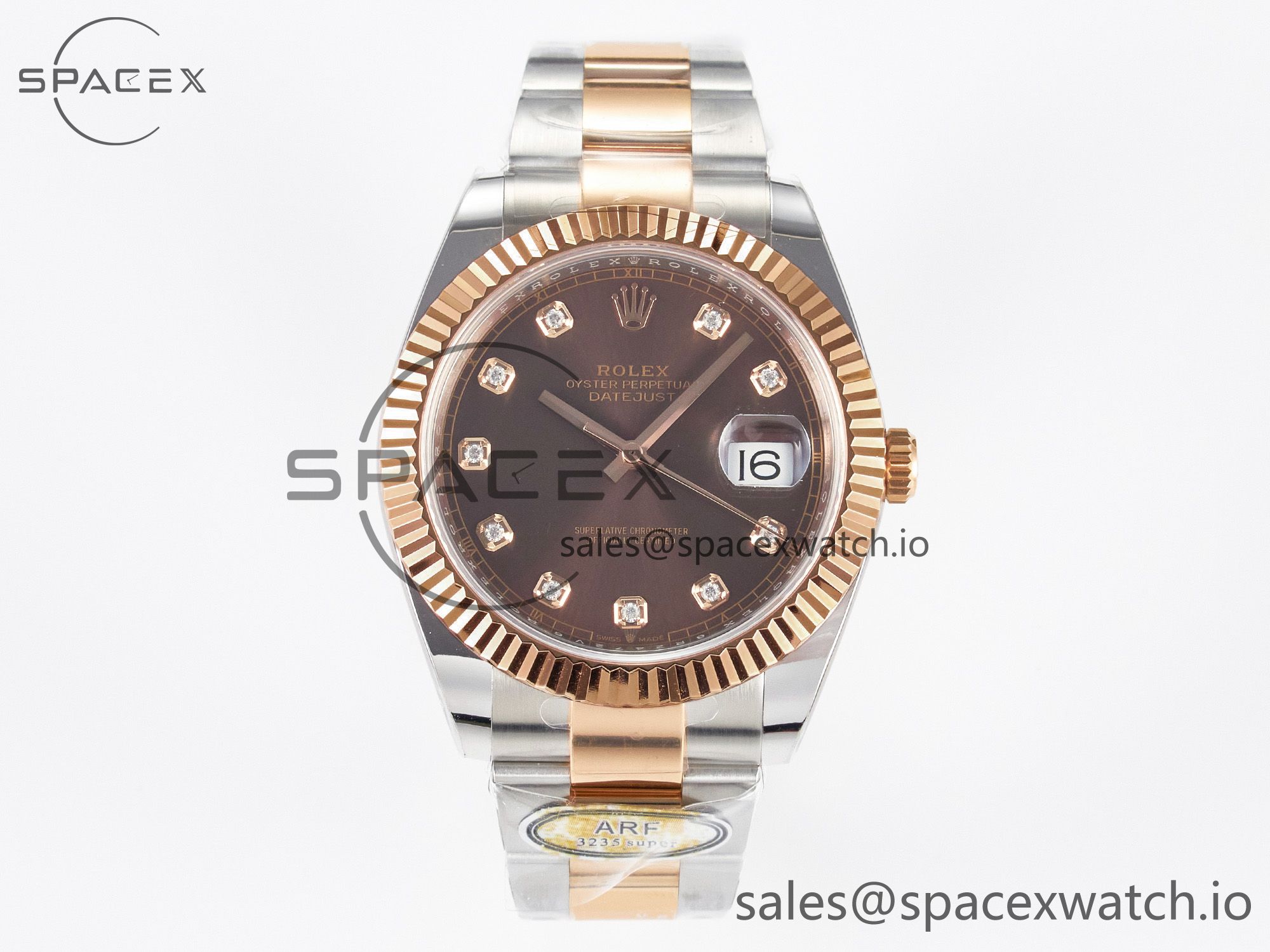 IMG_9690 拷贝 DateJust 41 126331 ARF 1:1 Best Edition 904L Steel Brown Diamonds Dial on SS/RG Oyster Bracelet SH3235(Gain Weight) - Image 1