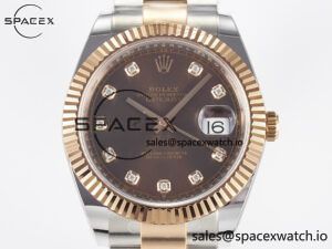 DateJust 41 126331 ARF 1:1 Best Edition 904L Steel Brown Diamonds Dial on SS/RG Oyster Bracelet SH3235(Gain Weight) - Image 2