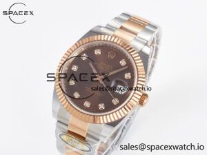 DateJust 41 126331 ARF 1:1 Best Edition 904L Steel Brown Diamonds Dial on SS/RG Oyster Bracelet SH3235(Gain Weight) - Image 4