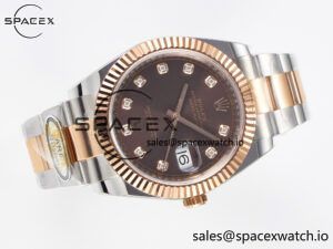DateJust 41 126331 ARF 1:1 Best Edition 904L Steel Brown Diamonds Dial on SS/RG Oyster Bracelet SH3235(Gain Weight) - Image 8