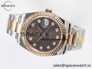 DateJust 41 126331 ARF 1:1 Best Edition 904L Steel Brown Diamonds Dial on SS/RG Oyster Bracelet SH3235(Gain Weight) - Image 7