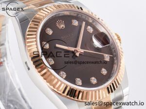 DateJust 41 126331 ARF 1:1 Best Edition 904L Steel Brown Diamonds Dial on SS/RG Oyster Bracelet SH3235(Gain Weight) - Image 3