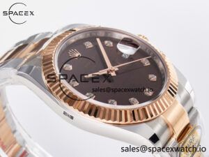 DateJust 41 126331 ARF 1:1 Best Edition 904L Steel Brown Diamonds Dial on SS/RG Oyster Bracelet SH3235(Gain Weight) - Image 6