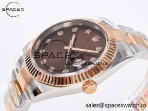 DateJust 41 126331 ARF 1:1 Best Edition 904L Steel Brown Diamonds Dial on SS/RG Oyster Bracelet SH3235(Gain Weight) - Image 5