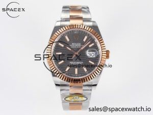 DateJust 41 126331 ARF 1:1 Best Edition 904L Steel Gray Textured Dial on SS/RG Oyster Bracelet SH3235(Gain Weight)