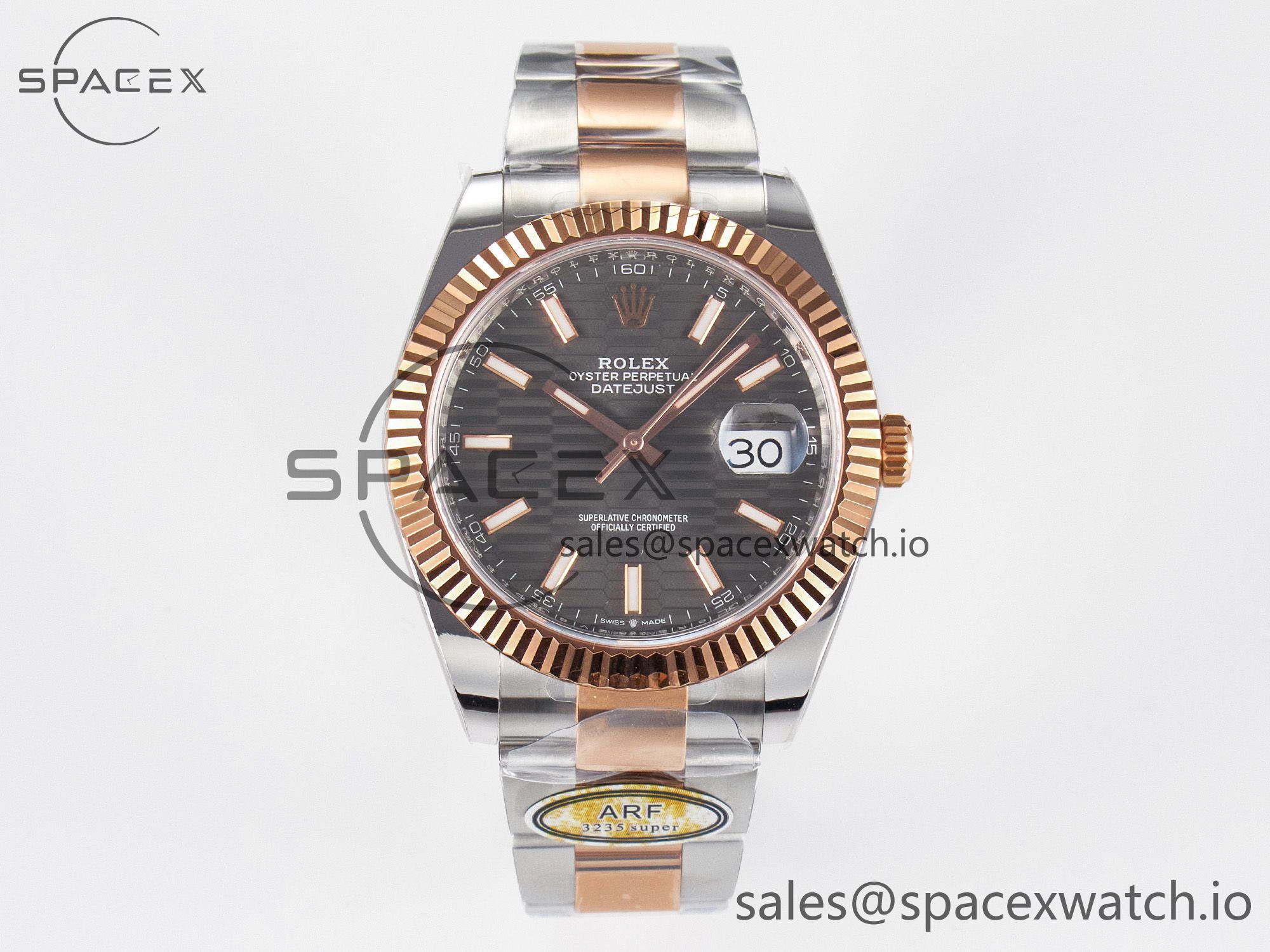 IMG_9737 拷贝 DateJust 41 126331 ARF 1:1 Best Edition 904L Steel Gray Textured Dial on SS/RG Oyster Bracelet SH3235(Gain Weight) - Image 1