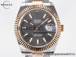 DateJust 41 126331 ARF 1:1 Best Edition 904L Steel Gray Textured Dial on SS/RG Oyster Bracelet SH3235(Gain Weight) - Image 2