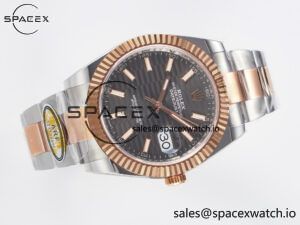 DateJust 41 126331 ARF 1:1 Best Edition 904L Steel Gray Textured Dial on SS/RG Oyster Bracelet SH3235(Gain Weight) - Image 8