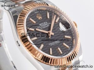 DateJust 41 126331 ARF 1:1 Best Edition 904L Steel Gray Textured Dial on SS/RG Oyster Bracelet SH3235(Gain Weight) - Image 3