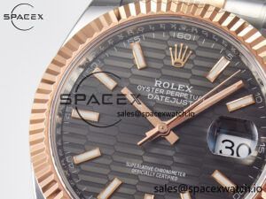 DateJust 41 126331 ARF 1:1 Best Edition 904L Steel Gray Textured Dial on SS/RG Oyster Bracelet SH3235(Gain Weight) - Image 11