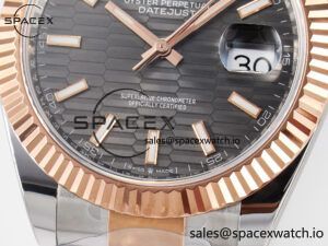 DateJust 41 126331 ARF 1:1 Best Edition 904L Steel Gray Textured Dial on SS/RG Oyster Bracelet SH3235(Gain Weight) - Image 12
