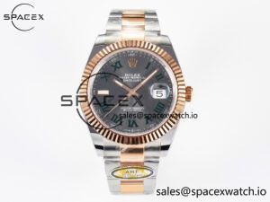 DateJust 41 126331 ARF 1:1 Best Edition 904L Steel Gray Dial Green Roman Marker on SS/RG Oyster Bracelet SH3235(Gain Weight)