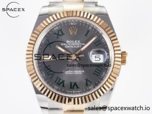 DateJust 41 126331 ARF 1:1 Best Edition 904L Steel Gray Dial Green Roman Marker on SS/RG Oyster Bracelet SH3235(Gain Weight) - Image 2