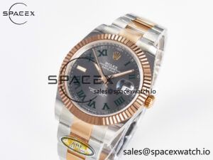 DateJust 41 126331 ARF 1:1 Best Edition 904L Steel Gray Dial Green Roman Marker on SS/RG Oyster Bracelet SH3235(Gain Weight) - Image 4