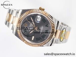 DateJust 41 126331 ARF 1:1 Best Edition 904L Steel Gray Dial Green Roman Marker on SS/RG Oyster Bracelet SH3235(Gain Weight) - Image 7