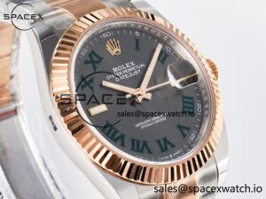 DateJust 41 126331 ARF 1:1 Best Edition 904L Steel Gray Dial Green Roman Marker on SS/RG Oyster Bracelet SH3235(Gain Weight) - Image 3