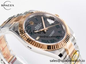 DateJust 41 126331 ARF 1:1 Best Edition 904L Steel Gray Dial Green Roman Marker on SS/RG Oyster Bracelet SH3235(Gain Weight) - Image 6