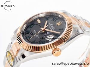 DateJust 41 126331 ARF 1:1 Best Edition 904L Steel Gray Dial Green Roman Marker on SS/RG Oyster Bracelet SH3235(Gain Weight) - Image 5