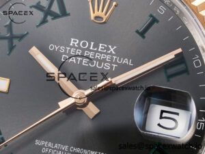 DateJust 41 126331 ARF 1:1 Best Edition 904L Steel Gray Dial Green Roman Marker on SS/RG Oyster Bracelet SH3235(Gain Weight) - Image 9