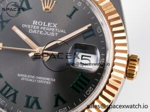 DateJust 41 126331 ARF 1:1 Best Edition 904L Steel Gray Dial Green Roman Marker on SS/RG Oyster Bracelet SH3235(Gain Weight) - Image 10