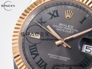 DateJust 41 126331 ARF 1:1 Best Edition 904L Steel Gray Dial Green Roman Marker on SS/RG Oyster Bracelet SH3235(Gain Weight) - Image 11