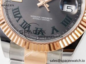 DateJust 41 126331 ARF 1:1 Best Edition 904L Steel Gray Dial Green Roman Marker on SS/RG Oyster Bracelet SH3235(Gain Weight) - Image 12