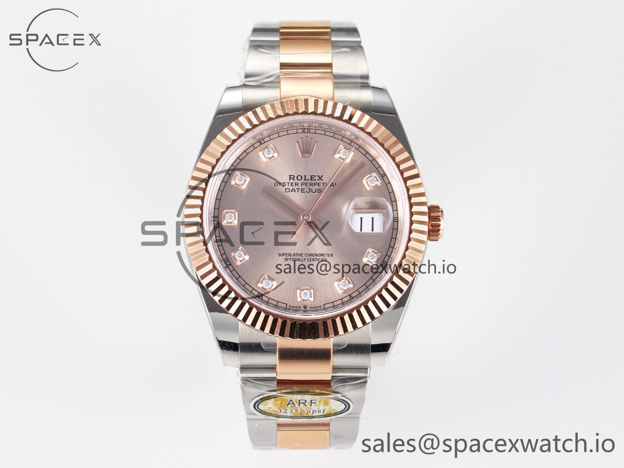 IMG_9791 拷贝 DateJust 41 126331 ARF 1:1 Best Edition 904L Steel RG Diamonds Dial on SS/RG Oyster Bracelet SH3235(Gain Weight) - Image 1