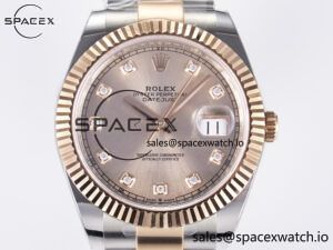 DateJust 41 126331 ARF 1:1 Best Edition 904L Steel RG Diamonds Dial on SS/RG Oyster Bracelet SH3235(Gain Weight) - Image 2