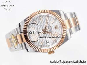 DateJust 41 126331 ARF 1:1 Best Edition 904L Steel Silver Textured Dial on SS/RG Oyster Bracelet SH3235(Gain Weight) - Image 8