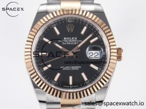 DateJust 41 126331 ARF 1:1 Best Edition 904L Steel Black Dial on SS/RG Oyster Bracelet SH3235(Gain Weight) - Image 2