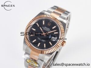 DateJust 41 126331 ARF 1:1 Best Edition 904L Steel Black Dial on SS/RG Oyster Bracelet SH3235(Gain Weight) - Image 4