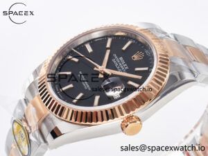 DateJust 41 126331 ARF 1:1 Best Edition 904L Steel Black Dial on SS/RG Oyster Bracelet SH3235(Gain Weight) - Image 5