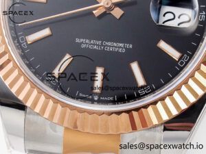 DateJust 41 126331 ARF 1:1 Best Edition 904L Steel Black Dial on SS/RG Oyster Bracelet SH3235(Gain Weight) - Image 12