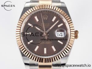 DateJust 41 126331 ARF 1:1 Best Edition 904L Steel Brown Dial on SS/RG Oyster Bracelet SH3235(Gain Weight) - Image 2