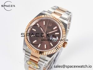 DateJust 41 126331 ARF 1:1 Best Edition 904L Steel Brown Dial on SS/RG Oyster Bracelet SH3235(Gain Weight) - Image 4